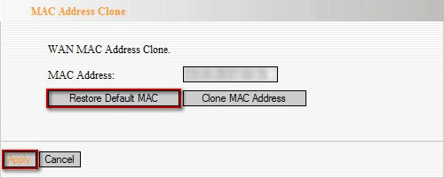 Apply MAC Address Clone